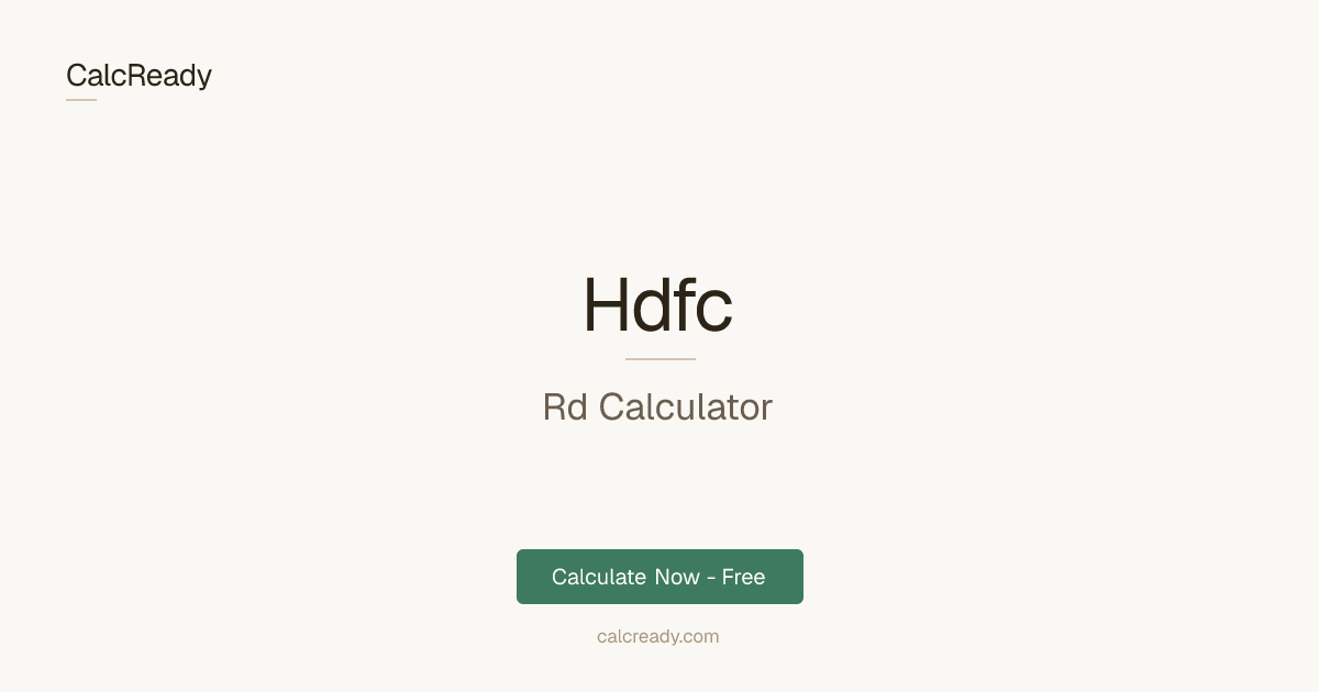 HDFC Bank RD Calculator - Recurring Deposit Calculator